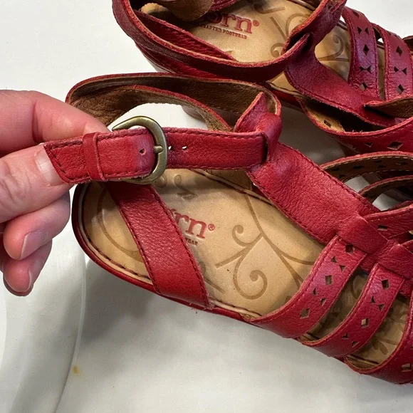 Born Women's Strappy Red Sandals - Picture 5 of 7